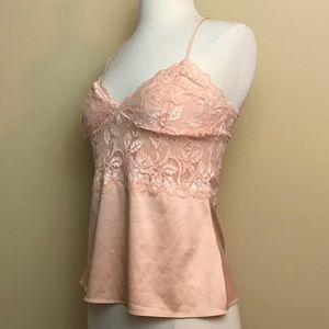 Banana Republic pink lace silk top blouse